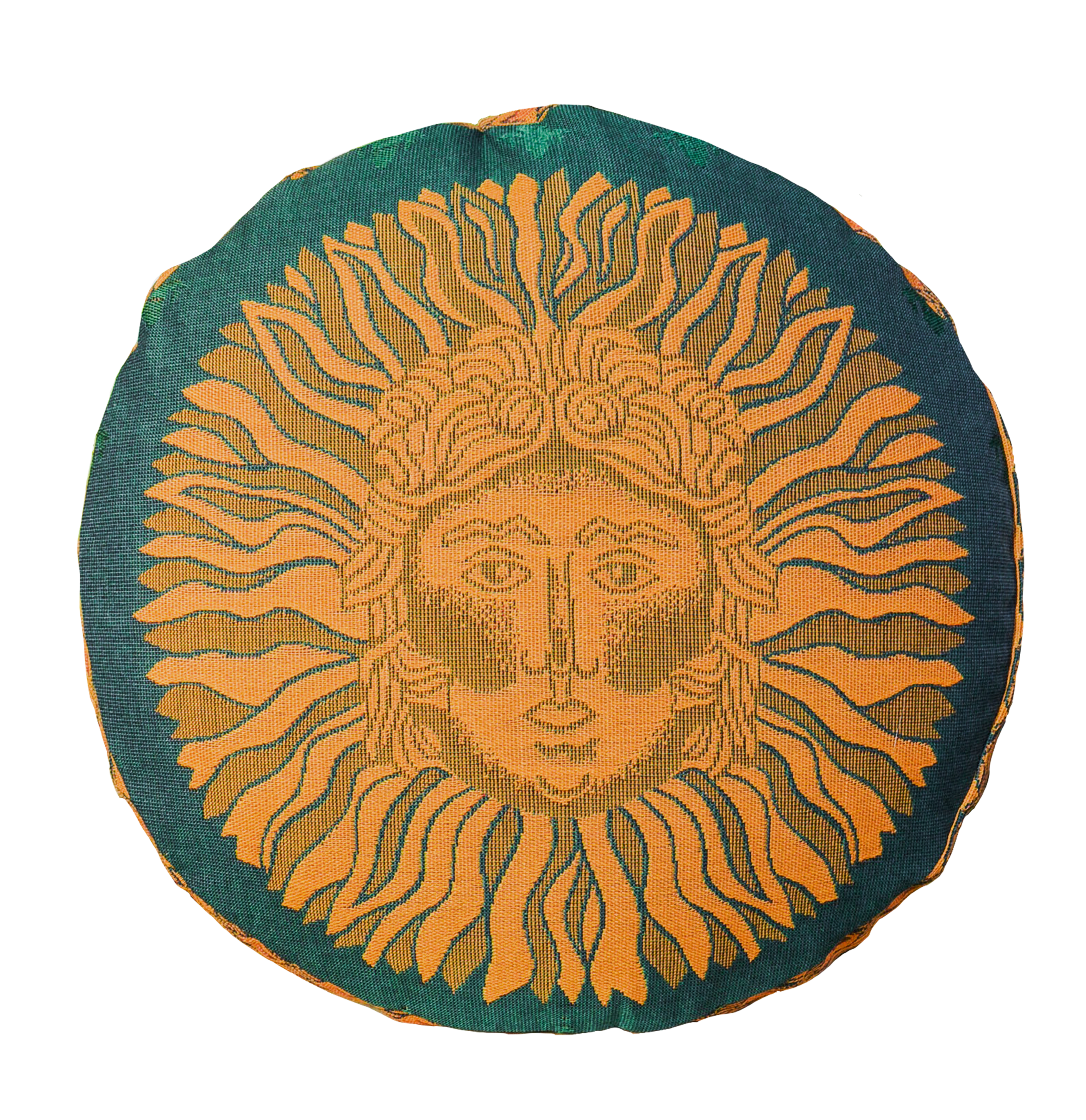 Taburetka výška 10 cm, vzor slunce, podklad zelená