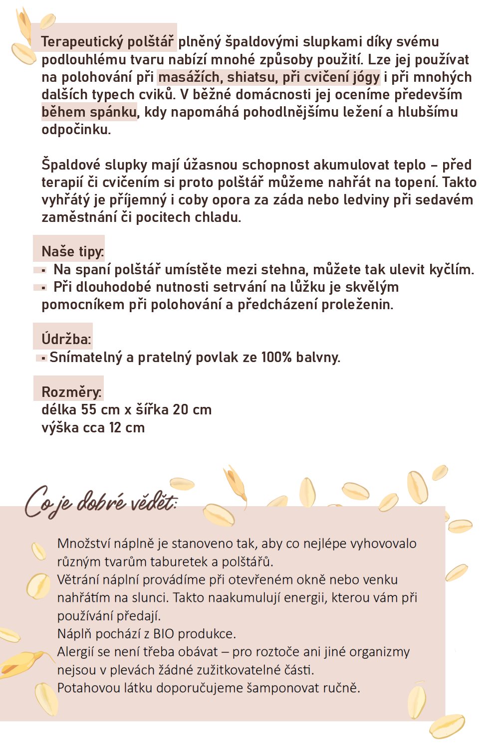 terapeutický pošltář se špaldovými slupkami